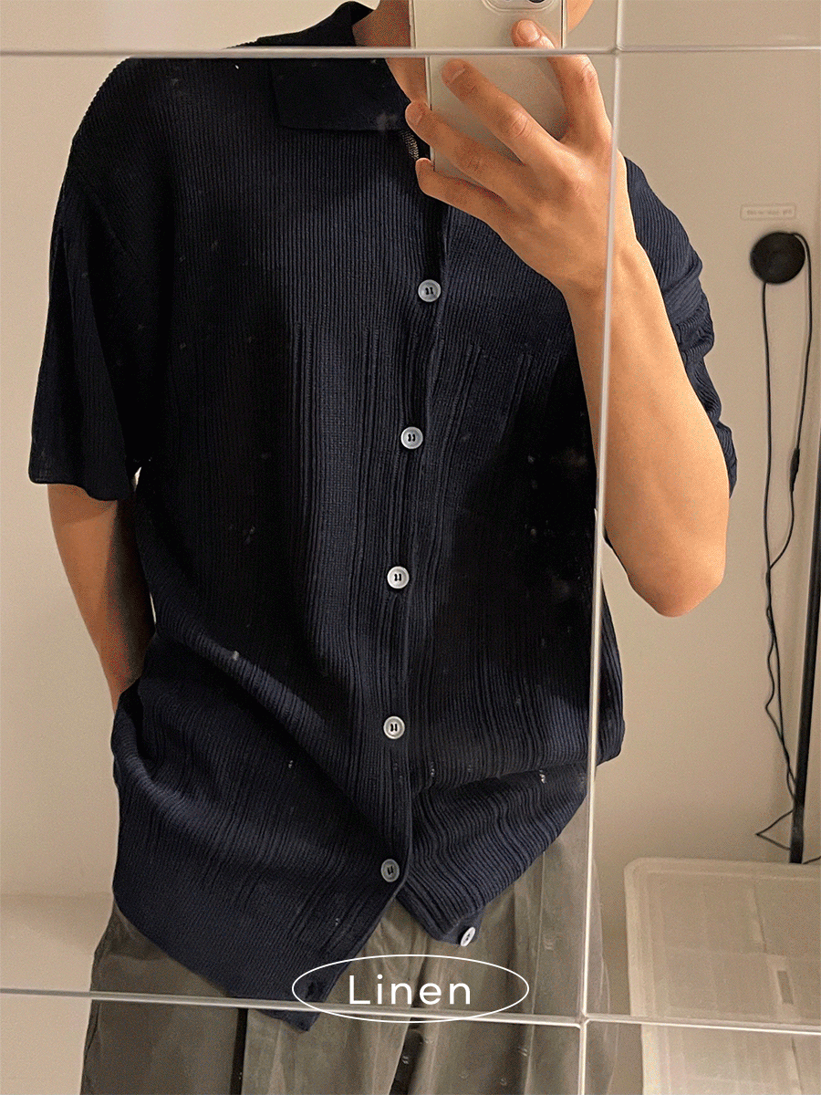 [Linen] Vog half knit collar cardigan (3color)