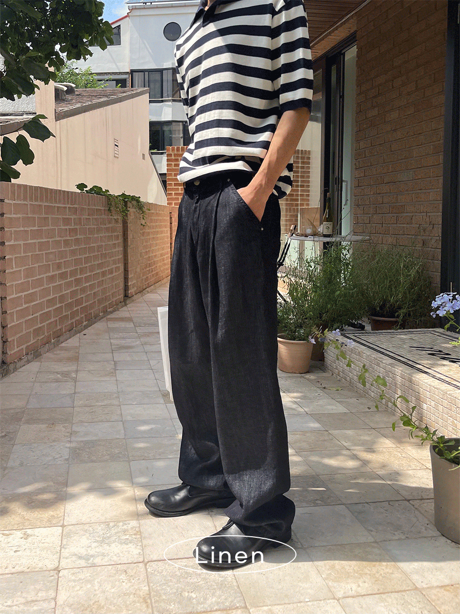 [Linen] Deva one tuck wide pants (2color)
