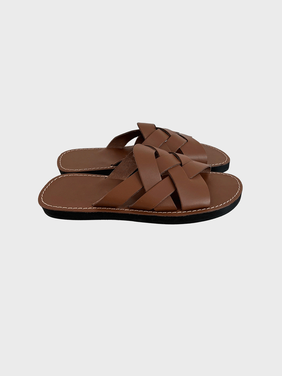 [REAL COW LEATHER] Biank strap leather sandle (2color)