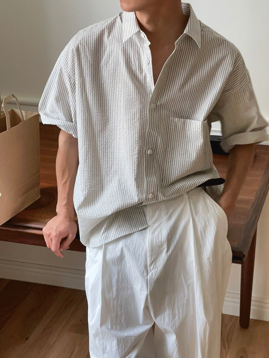 [유루이추천] Maret stripe crop half shirts (3color)