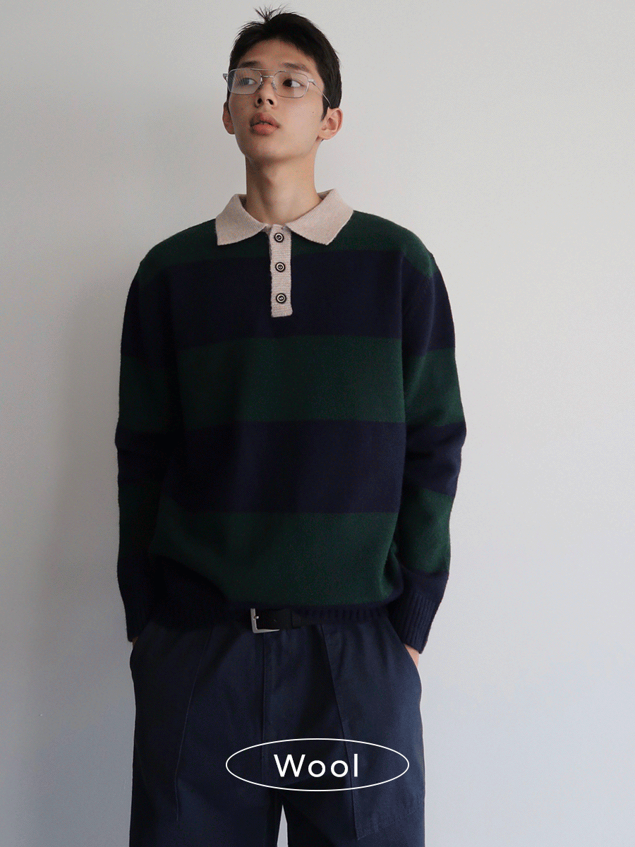 [Wool] Diod stripe collor knit (3color)