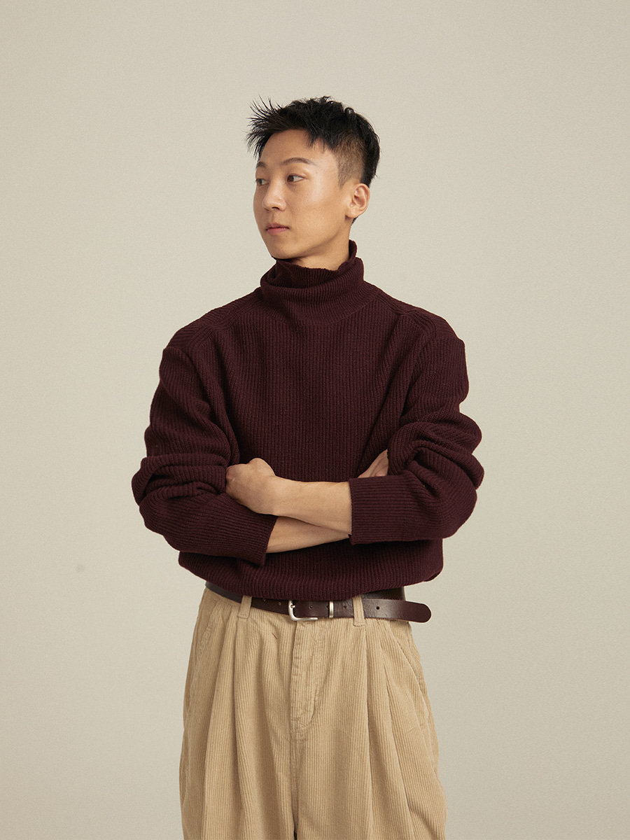 [LAMBS WOOL] Rev turtle neck knit (4color)
