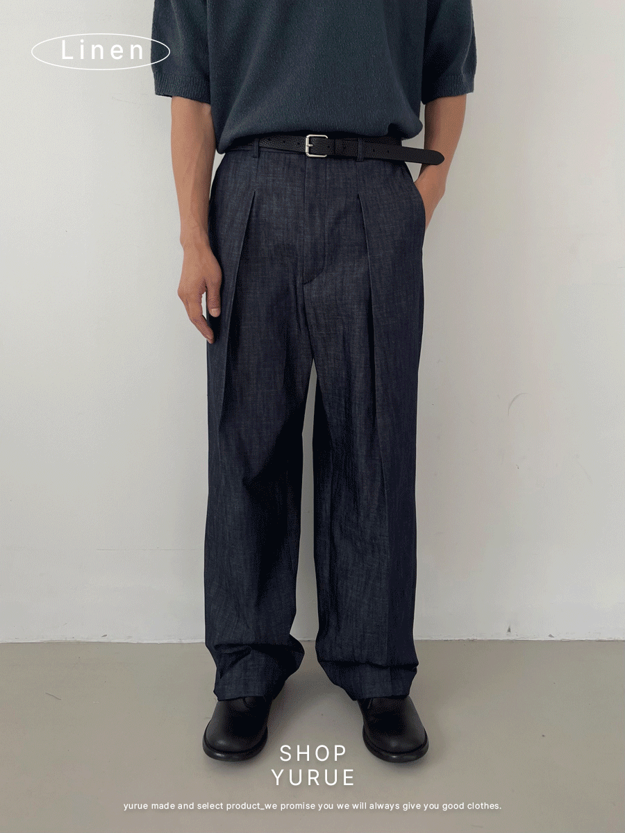 [유루이추천/Linen] Hour linen pin tuck banding pants (2color)